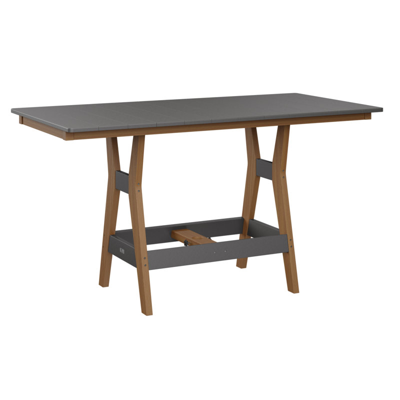Table rectangulaire à hauteur de comptoir 66 po Berlin Gardens Harbor, Gris fumée, 35.5" H x 66" W x 33" D, Teck naturel