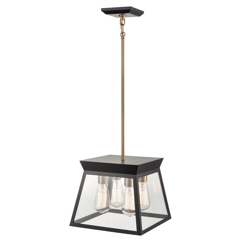 Lustre carré / rectangulaire à 4 lumières Lucian, Noir satiné