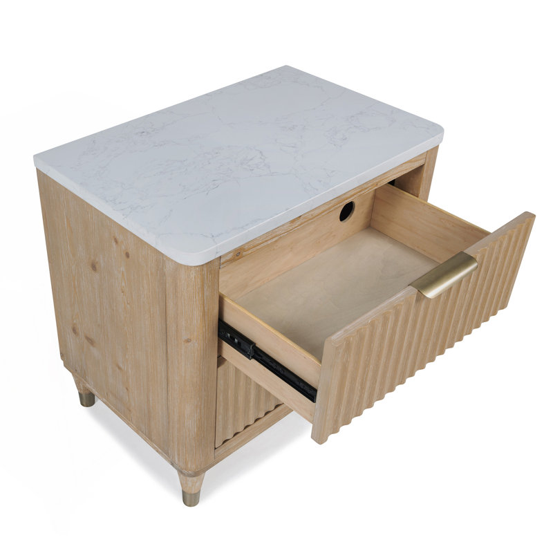 Table de chevet moderne 1pc avec plateau en pierre reconstituée, table de chevet