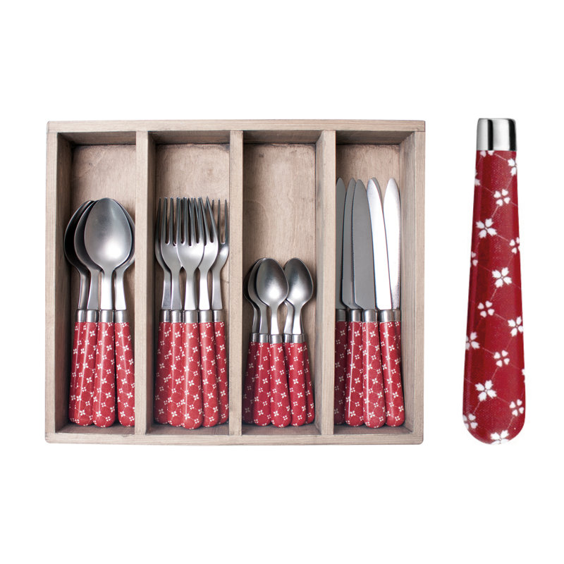 Millom 24 Piece Cutlery Set, Service for 6, White/Red