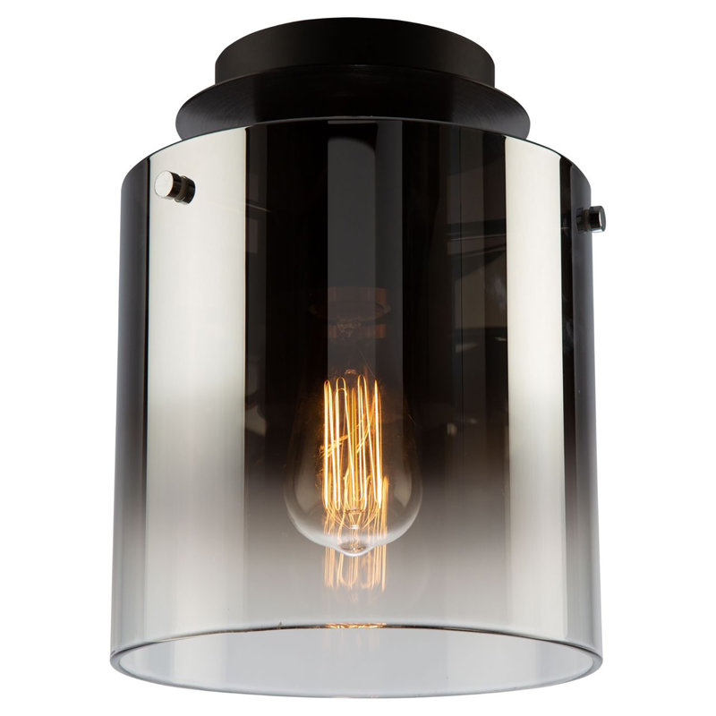 Plafonnier encastré 8 lumières Henley, Noir satiné, Verre fumé
