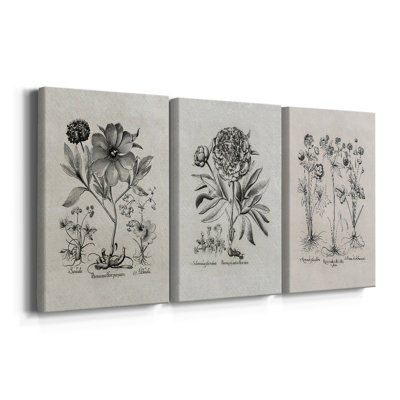 Toile tendue sur mesure avec motif floral rétro CCXVX - 3 pièces