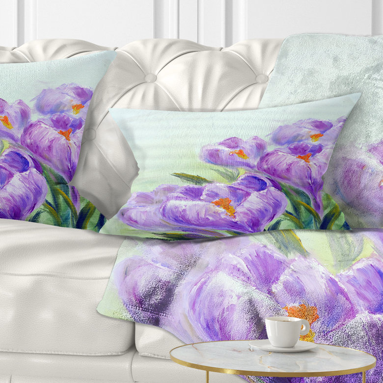 Crocuses regardant dans le ciel - coussin à imprimé floral