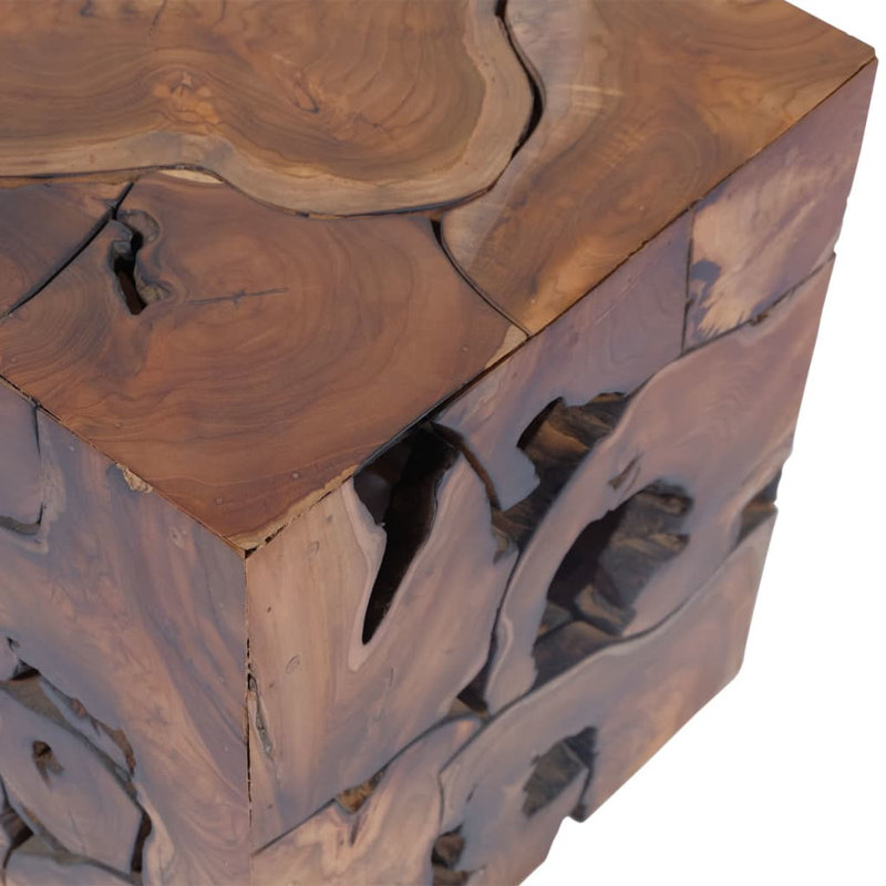 Bohl vidaXL Solid Teak Wood Stool, Versatile Footrest/Side Table, 15.7" x 15.7" x 17.7"