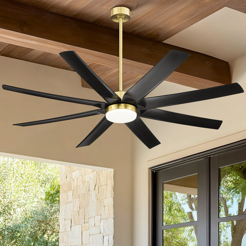 70 Inch 22w Black and Gold Ceiling Fan With Led Lights, 8-blades With Alexa Voice Control Remote Control And App, White