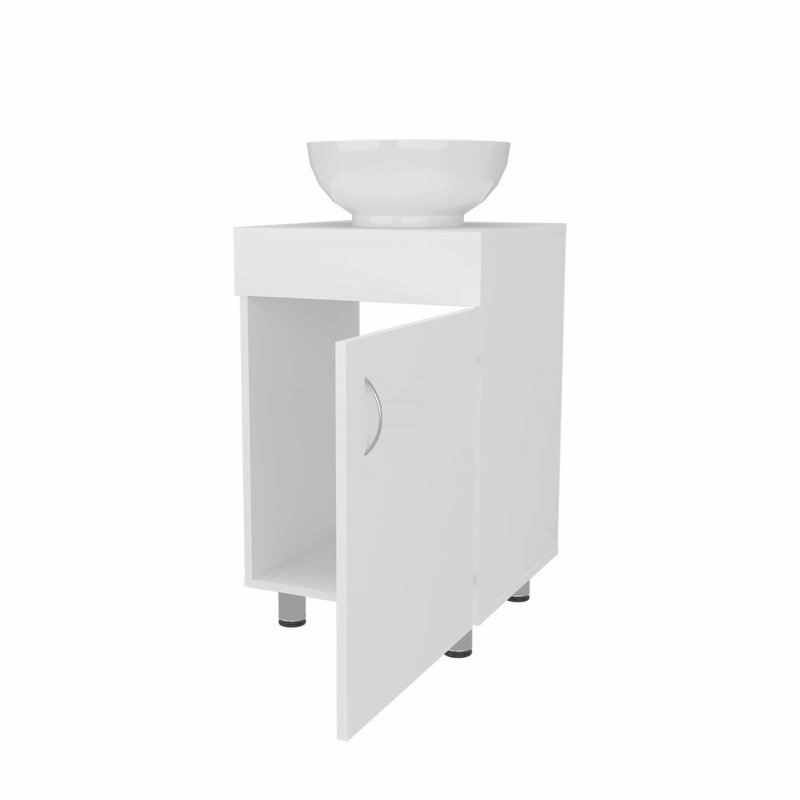 Meuble-lavabo de salle de bain avec lavabo intégré, Blanc