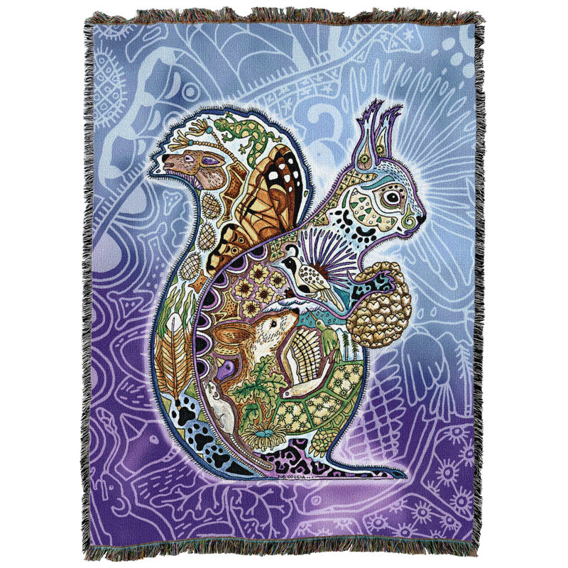 Pure Country Weavers Squirrel Animal Spirits Totem - jeté en coton Sue Coccia tissé à partir de coton - fabriqué aux États-Unis (54 x 72)