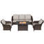 Ensemble de patio 5 pièces en résine tressée PE Alderwood avec causeuse, chaises, poufs et coussins bleus-1339540820