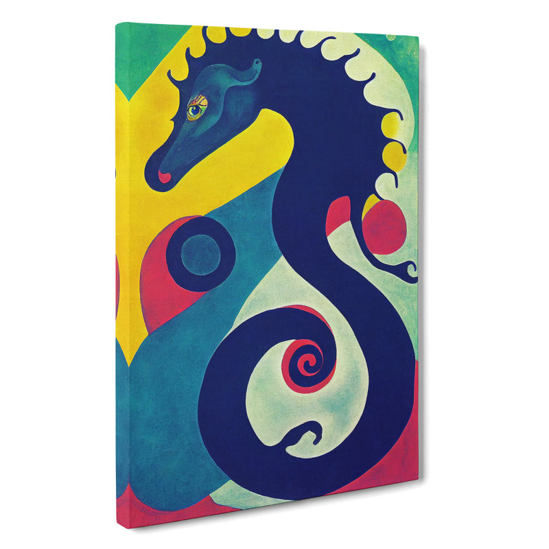 Artful Seahorse - Wall Art, 60cm H x 40cm W x 3cm D, Wrapped Canvas