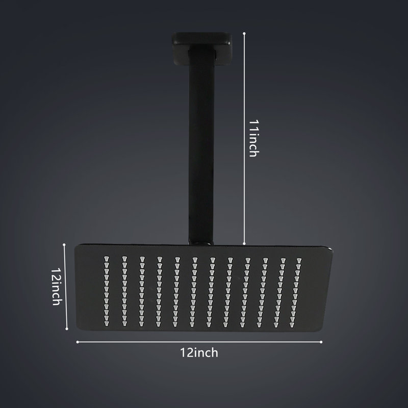 Rain Fixed Shower Head 1.8 GPM GPM with Self-Cleaning, Matt Black