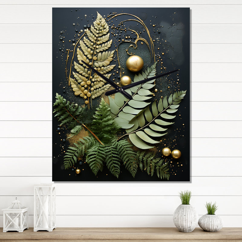 Horloge murale Ferns Plant Timeless Elegance III - Floral, Petit