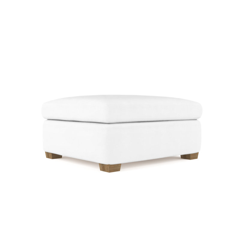 Rivington Ottoman, Plush Velvet Oyster, Weathered