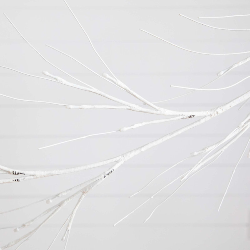 6 pi Guirlande de bouleau blanc artificiel pré-éclairé avec 48 lumières DEL blanc chaud