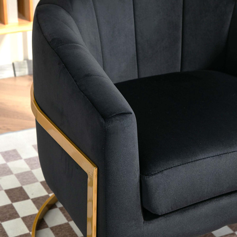 Fauteuil d'appoint ergonomique en velours pour la maison et le bureau, Noir