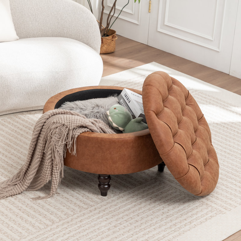 Upholstered Ottoman, Brown