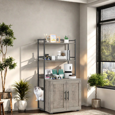 Cat Litter Box Enclosure With Shelf Storage Cat Litter Box Enclosure With Shelf Storage