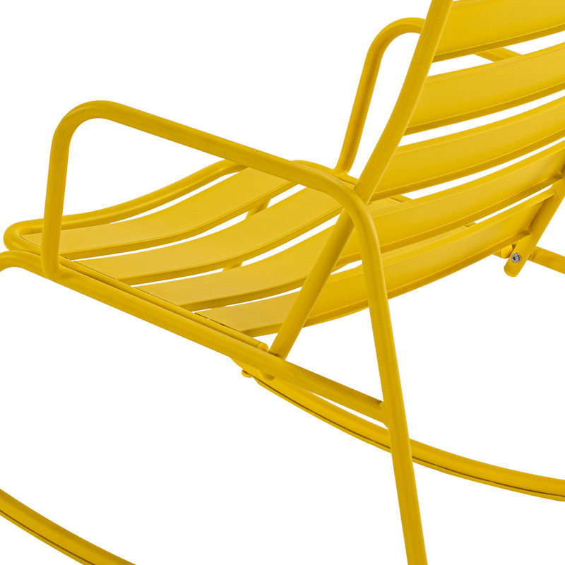 1-Piece Yellow Metal Patio Rocking Chair