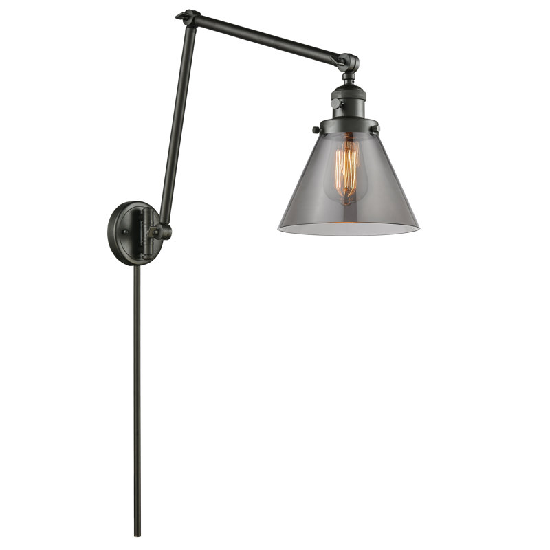 Cone 1 Light Swing Arm, Oil Rubbed Bronze, Smoked, 6 Watt Vinage LED Bulb