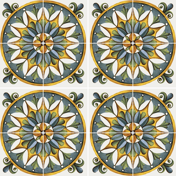 Vita Sole 01 8" x 8" Encaustic Porcelain Glossy Tile