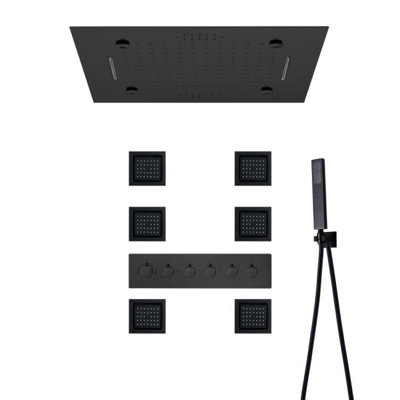 Système de douche thermostatique complet à DEL de luxe avec valve brute et inverseur