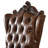 Wooden Arm Chair with Button Tufted Backrest and Carved Details, Brown