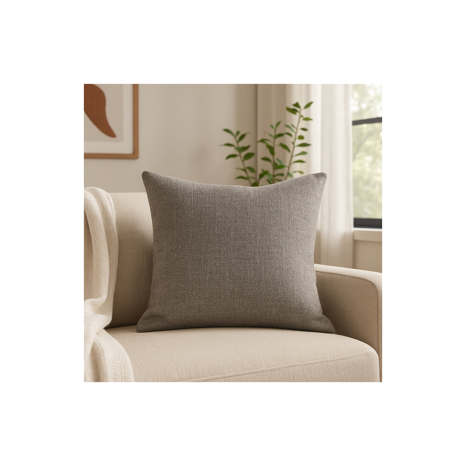 All Modern Vision Granite Throw Pillow, Feather, Square 22"
