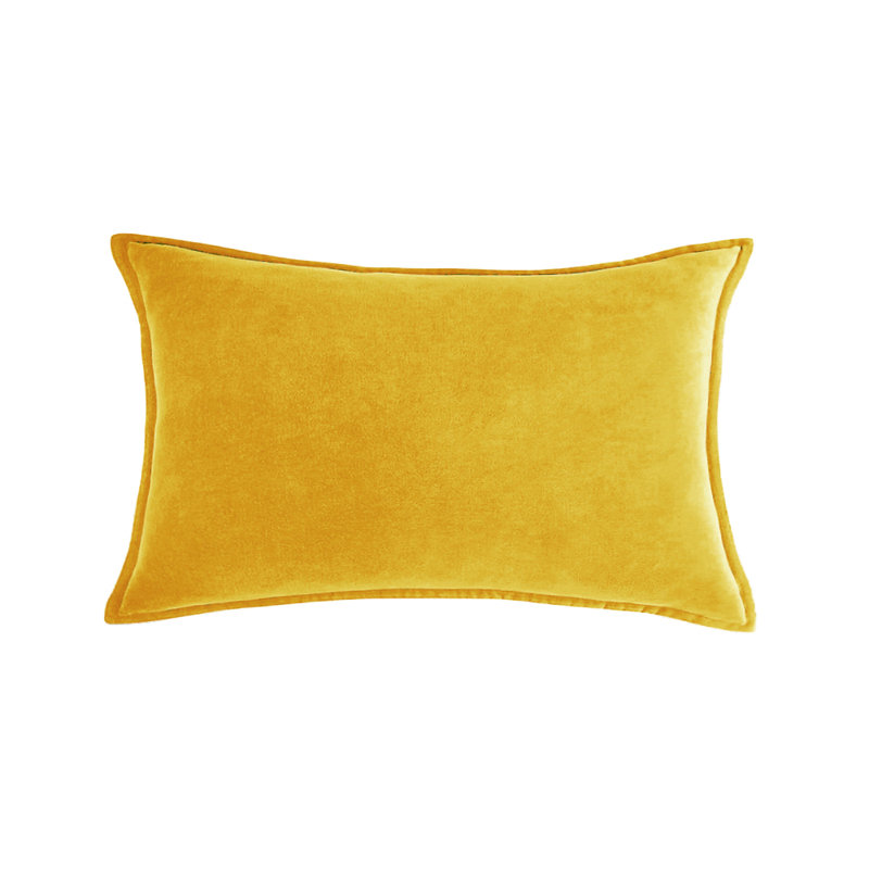 (Covers With Inserts) Set of 2 Rectangular Solid Colors With Lining Throw Pillows, Yellow