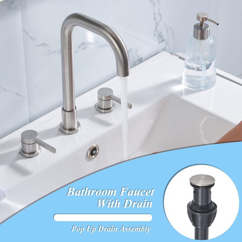 Widespread Bathroom Faucet with Drain Assembly