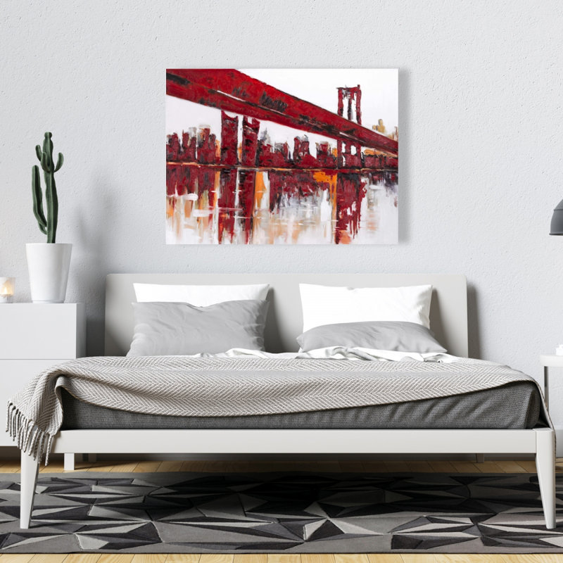 Red Bridge Canvas - Cities Livingroom Decor for Home Elegance