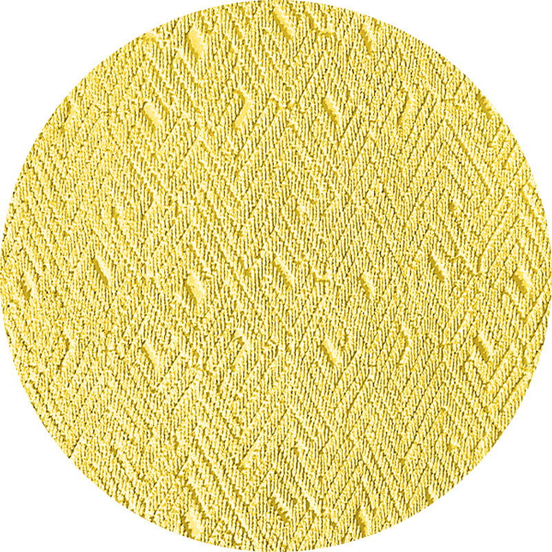Machine Woven Yellow Rug, Round 4'