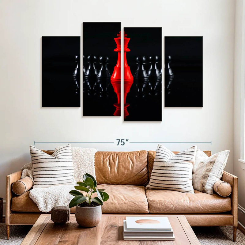 Senne Chess King And Pawns, 42" H x 68" W