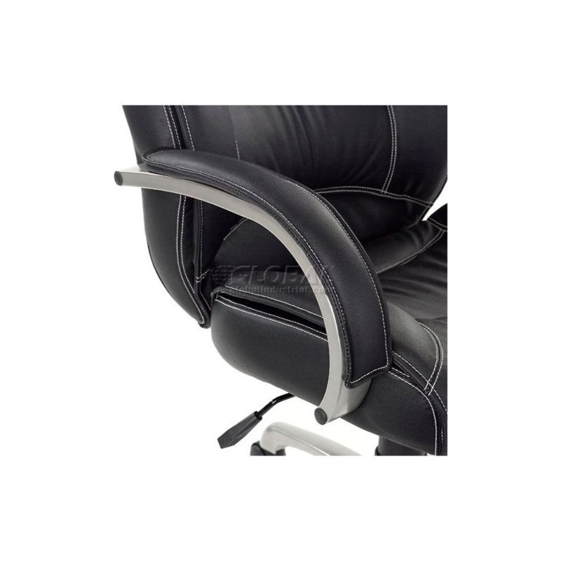 Black High Back Leather Executive Swivel Chair with Fixed Arms