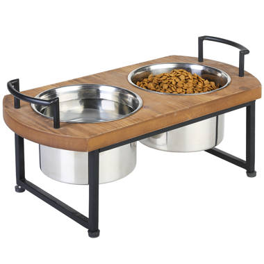 Bronze Acrylic Double Bowl Elevated Pet Feeder & Reviews