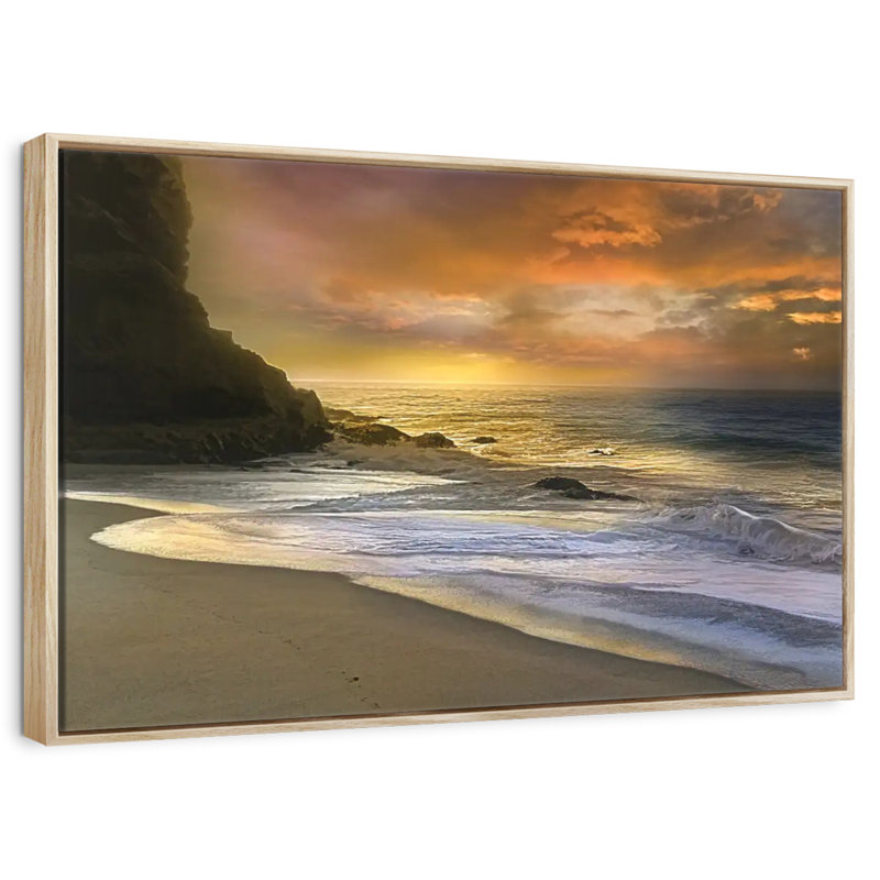 Feu du matin, Cadre flottant en bois naturel, 37 po x 25 po