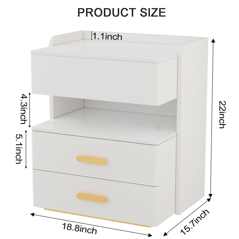 Lushawn 18.8'' W Nightstand, Off White