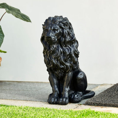 Statue de lion en résine 20,75 pouces, sculpture animalière résistante aux intempéries, décoration de jardin intérieur et extérieur