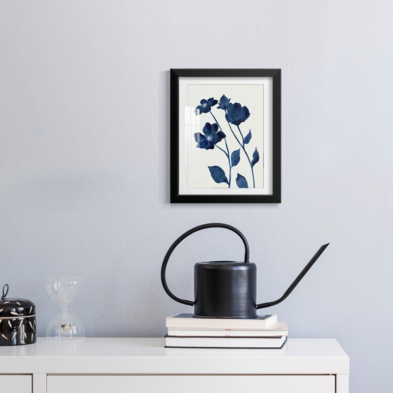 Indigo Bloom I - impression encadrée, H 28,5 po x l 20,5 po, Noir