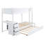 Lit simple superposé simple avec lit gigogne simple, rangement et bureau, blanc