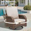 Ensemble de meubles d'extérieur 3 pièces, chaise berçante pivotante pour l'extérieur, ensemble bistro de patio en osier avec tablette latérale pour terrasse, beige-545141500