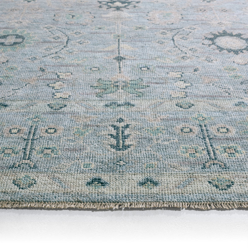 Jaipur Living Nysa RHA11 Handknotted Floral Blue and Green Area Rug (12'x15'), Rectangle 10' x 14'