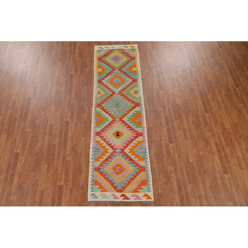 Reversible Wool Kilim Oriental Runner Rug 3x10