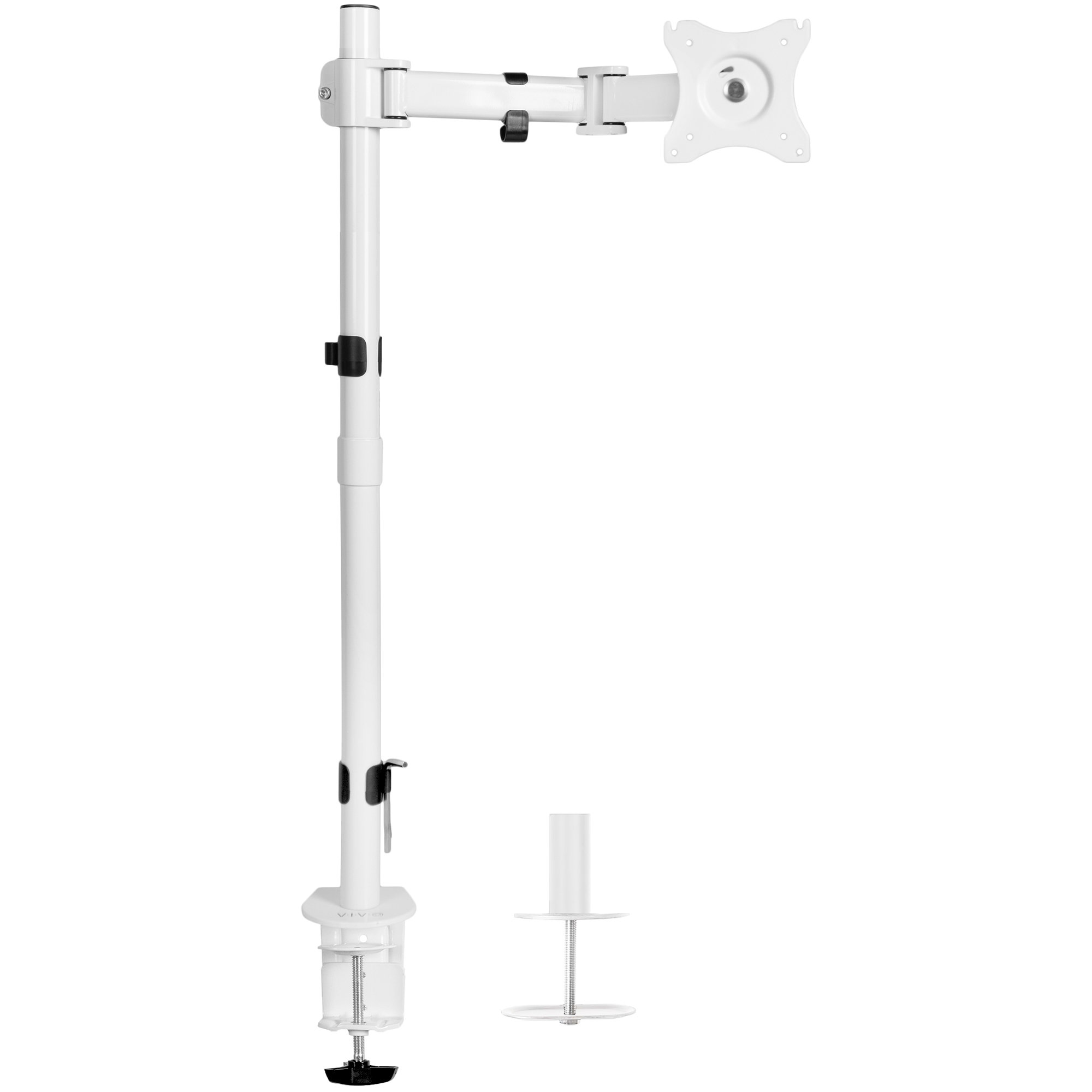 Single Monitor Mount, Extra Long Monitor Stand, 47 inch Pole Black Stand,  Monitor Desk Mount, Single Desk Mount Stand, Computer Screen Mount, VESA