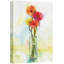 Flower Blossom "Aquarelle de marguerites rouges et oranges dans un vase en verre, illustrations botaniques florales, art moderne rustique" sur-99543281