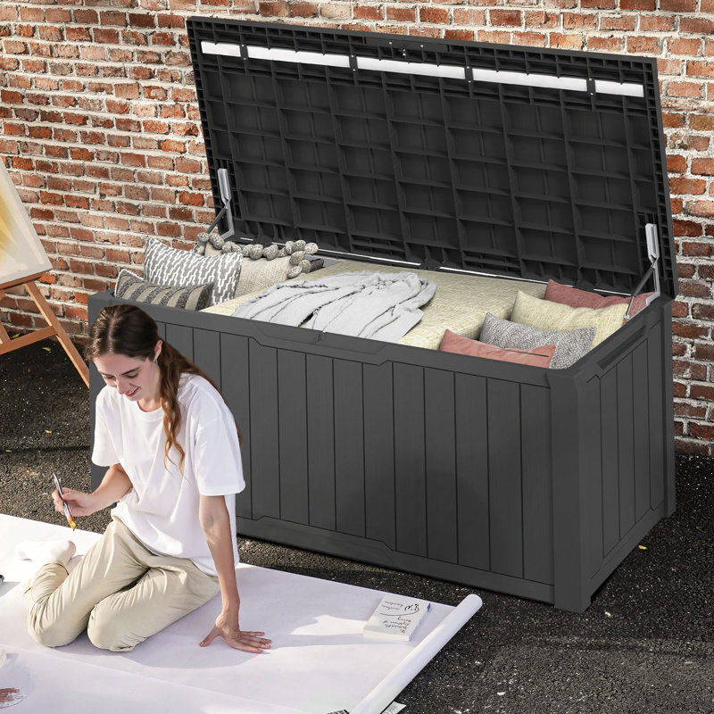 Balconera 143cm W 870L Lockable Deck Box, Black