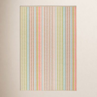 Ana Aqua Machine Washable Striped Rug