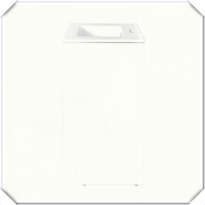 Meuble-lavabo autoportant moderne avec lavabo en céramique et poignées dorées