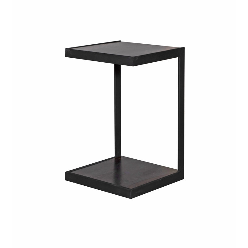 Solid Wood Top End Table, Black