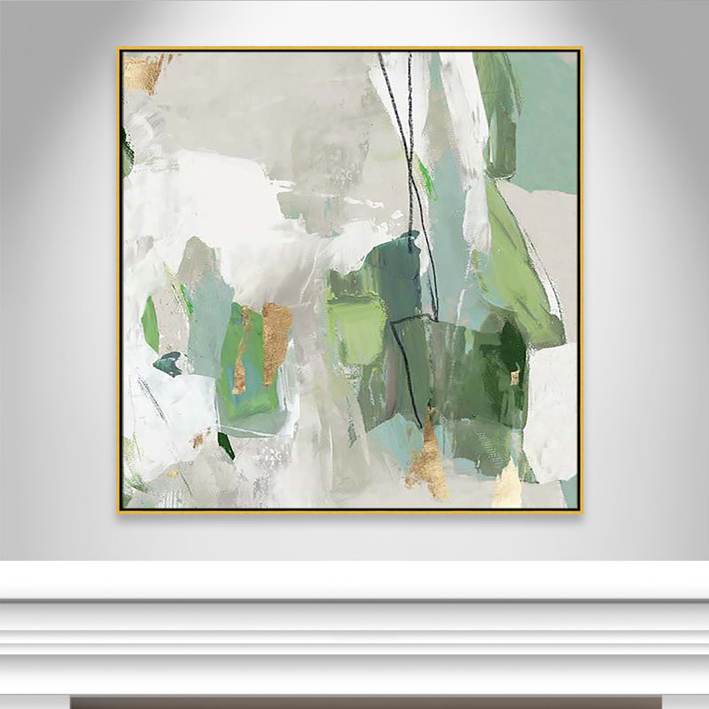 Enchanted Emerald II Print by Tom Reeves, 46.5" H x 46.5" W x 2" D, Gold Floater Framed