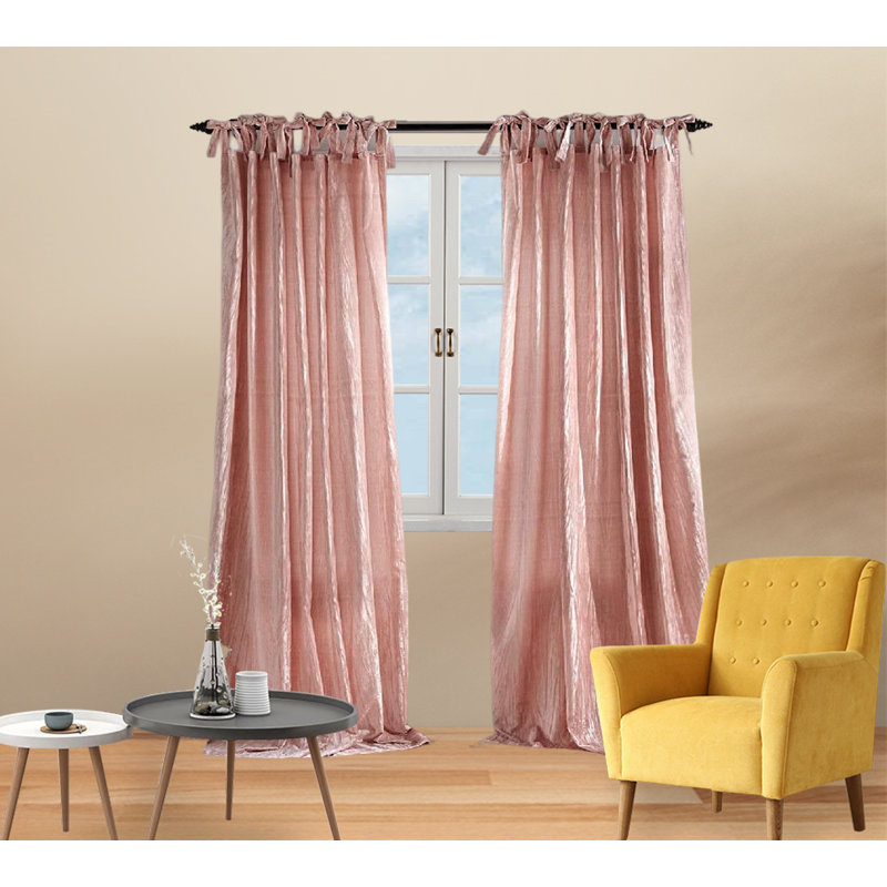 Lace-up Pressed Velvet Curtains, Rustic and Chic Living Room or Bedroom Curtains, Peacock, 52" W x 95" L