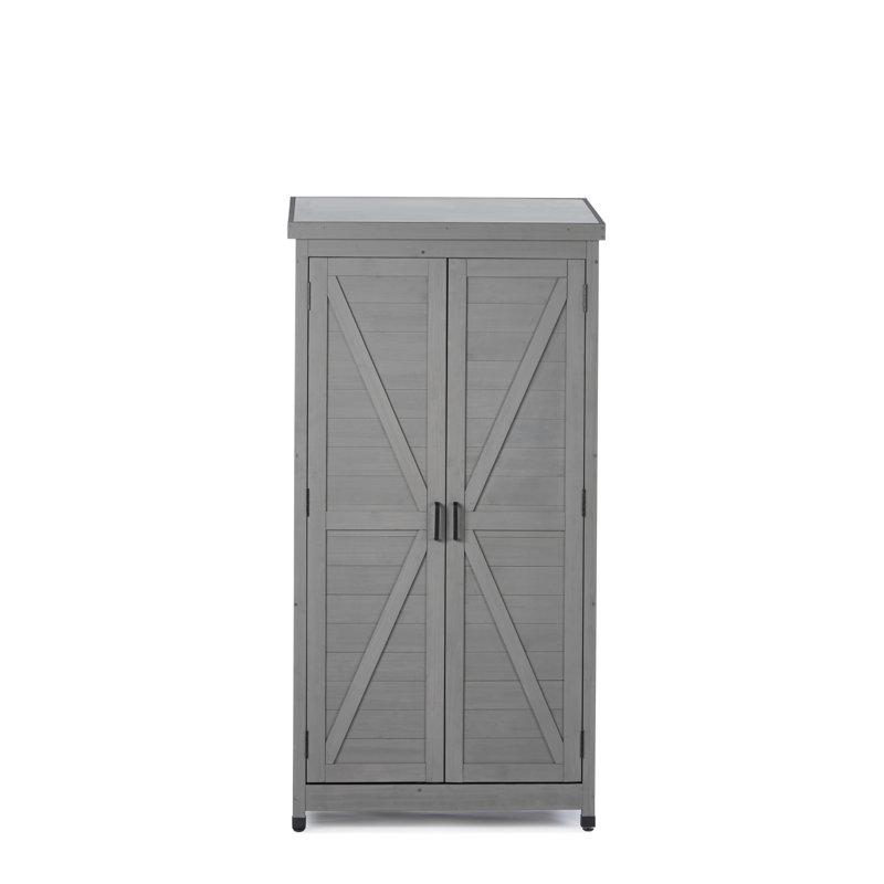 Wood Potting Bench With Metal Top And Structure Gray Outdoor Workbench Framework